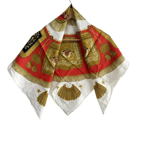 Auth HERMES Carre 90 - Red Yellow Multi Scarf - Picture 1 of 4